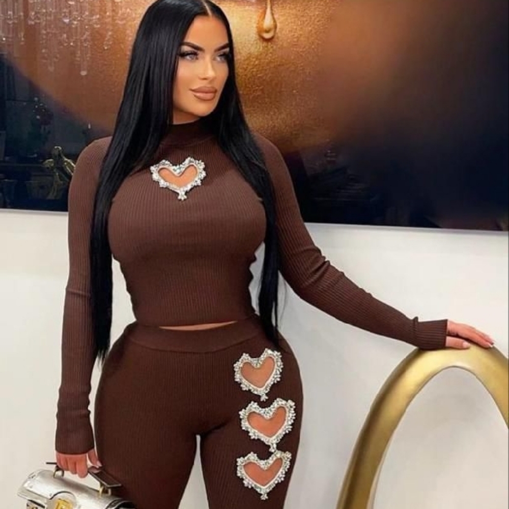 Brown Heart Cutout Jumpsuit